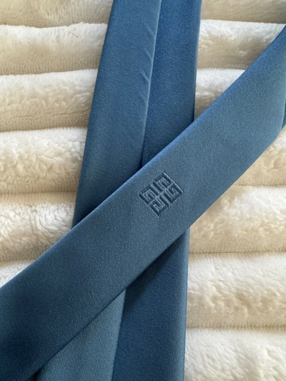 Vintage Givenchy Men's Light Blue Silk Necktie